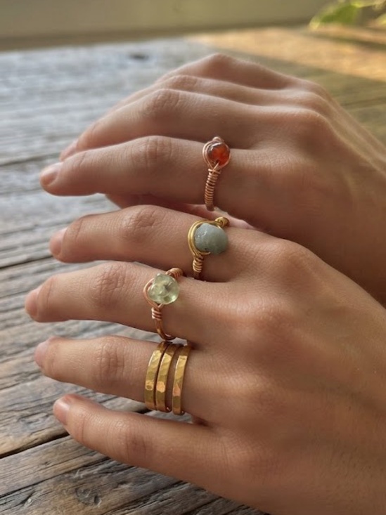 Jewelry - 3 custom made rings with gemstones and 3 fashion gold rings